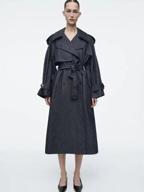 COS Oversized Dark Denim Trench - Size L